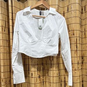 H&M White Collared Blouse